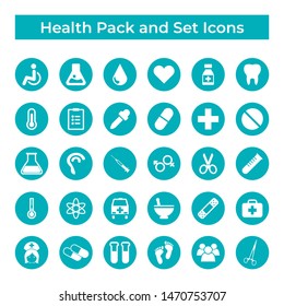 Set Vector Icons, Sign and Symbols Design, Medicine and Health Elements, Pack Collection EPS 10