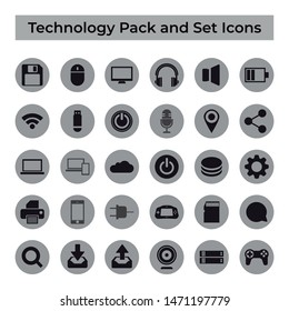 Set Vector Icons, Sign and Symbols Design, Technology and Computing Elements, Pack Collection EPS 10