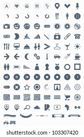 set vector icons, signs, symbols and pictograms. EPS10
