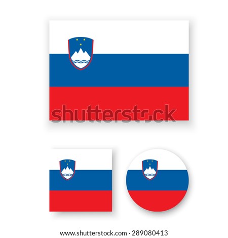 Set of vector icons with Slovenia flag