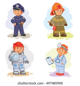 Set vector icons of small children different professions