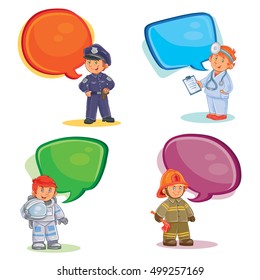 Set vector icons of small children different professions
