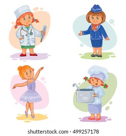 Set vector icons of small children different professions