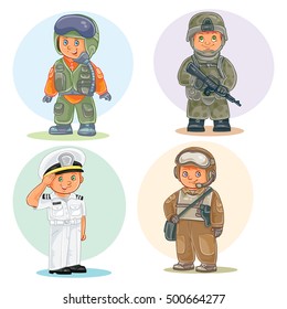 Set vector icons of small children different professions