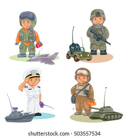 Set Vector Icons Of Small Children Different Professions