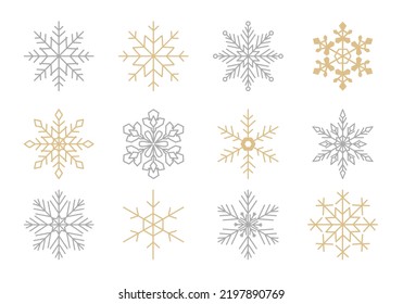 Conjunto de iconos vectoriales de copos de nieve.