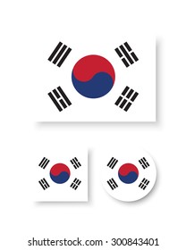 Set of vector icons with South Korea flag