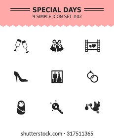 Set Of Vector Icons With Special Days And Occasions Concepts, Isolated On White