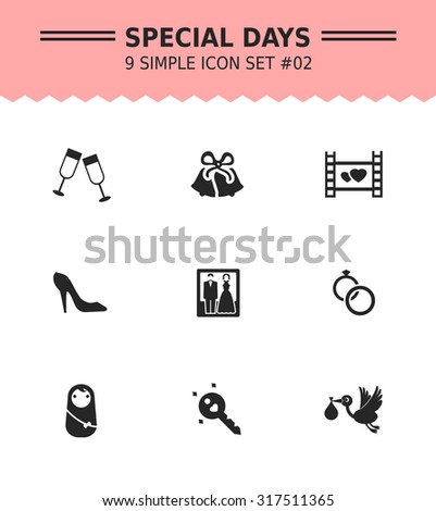 Set of vector icons with special days and occasions concepts, isolated on white