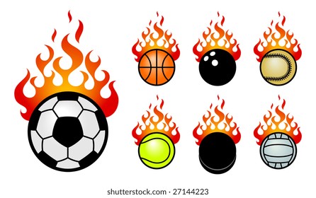A set of vector icons with a sport fireballs.