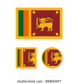 Set of vector icons with Sri Lanka flag