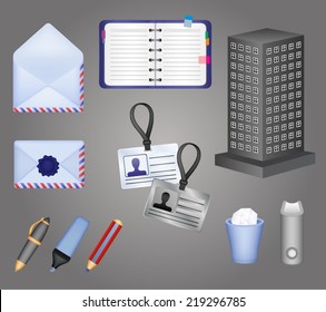 Set of vector icons (stationery and office supplies)