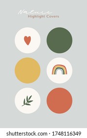Set of vector icons for stories. Round covers for a story in a natural style.