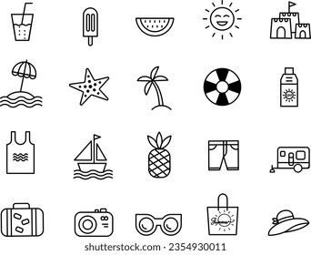 Conjunto de iconos vectoriales para el verano