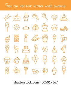 Set of vector icons with sweets