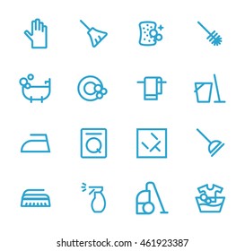 Set of vector icons symbolizing the cleaning.