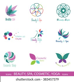 Set of Vector Icons and Symbols for Beauty, Spa, Cosmetic, Yoga, Nature.
Design Elements isolated on White Background. 