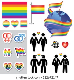 set vector icons and symbols of homosexual relationship