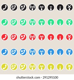 Set of vector icons telephony and communications.