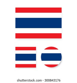 Set of vector icons with Thailand flag