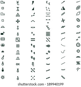 Set Vector Icons Topographic Symbols.