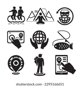 A set of vector icons for tourism and recreation 