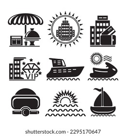 Vektorsymbole für Tourismus und Erholung 