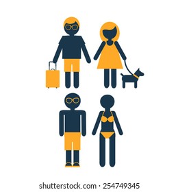 set of vector icons of  tourist people summer vacation
