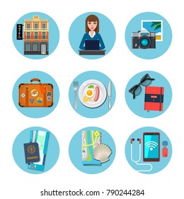 set of vector icons for travel planning