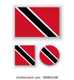 Set of vector icons with Trinidad and Tobago flag