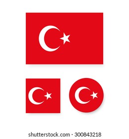 Set of vector icons with Turkey flag