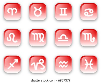 Set of vector icons for twelve astrological zodiac signs