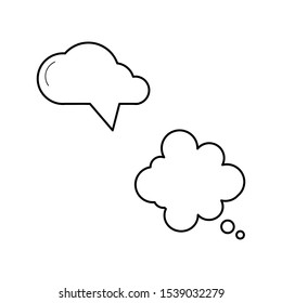 Set of vector icons with two speech bubbles on white background