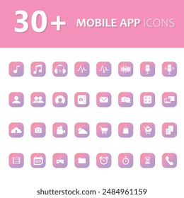 Conjunto de iconos vectoriales para diseño de interfaz de usuario, Sitios web, aplicaciones móviles, redes sociales y negocios. Elementos de interfaz de usuario. Llamadas, mensajes, correo electrónico, nube, Clima, contactos y otros Botones.