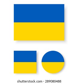 Set of vector icons with Ukraine flag