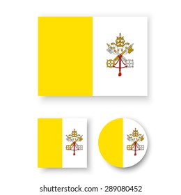 Set of vector icons with Vatican City flag