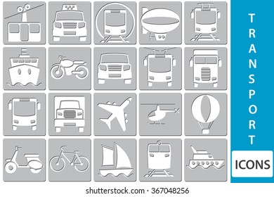 Set of vector icons with vehicles. Illustration