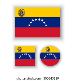 Set of vector icons with Venezuela flag