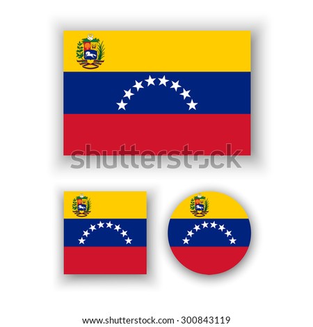 Set of vector icons with Venezuela flag