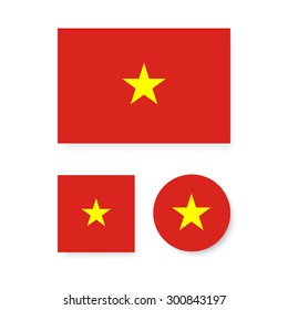 Set of vector icons with Vietnam flag