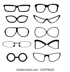 Set of vector icons in view of the various types of glasses