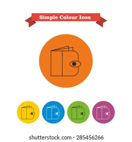 Set of vector icons with wallet, with text on red ribbon