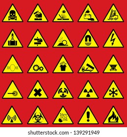 set vector icons of warning sign and danger symbols