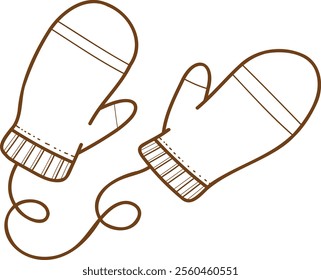 Set of vector icons of winter clothes. Vector illustration. Traditional winter symbols: warm clothes, socks, hat, mittens, boots. Drawn vector isolated on white. Comfortable lifestyle. Winter mood.