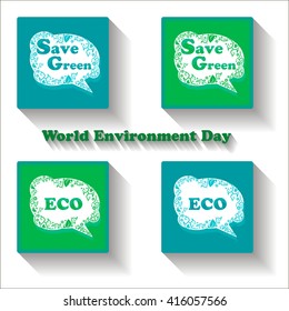 Set of vector icons for World Environment Day. Ecological concept.