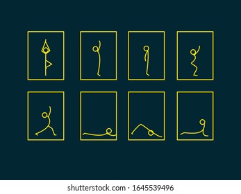 set of vector icons of yoga