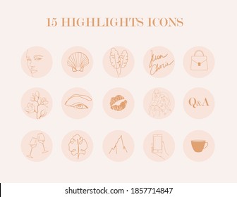  Set of vector icons for your business, scrapbooking, bullet journalling, instagram story buttons. Vector set design templates icons and emblems - social media story highlight.