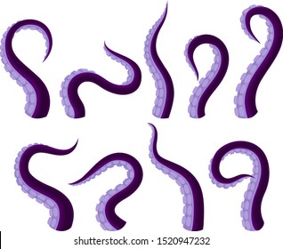 Set Of Vector Illistrations Of Octopus Or Squid Tentacles