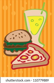A set of vector illustrated fast food.