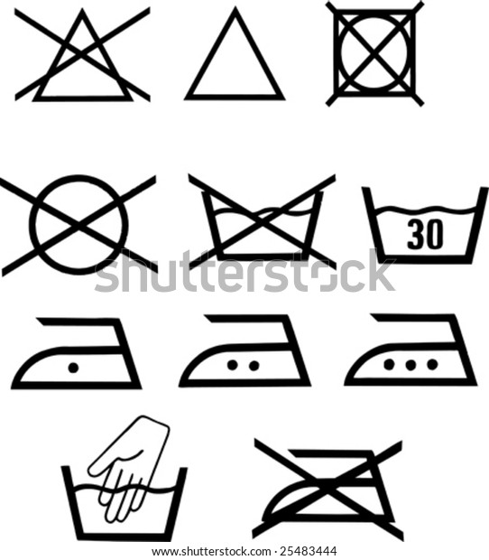 Set Vector Illustrated Washing Pictograms Stock Vector (Royalty Free ...